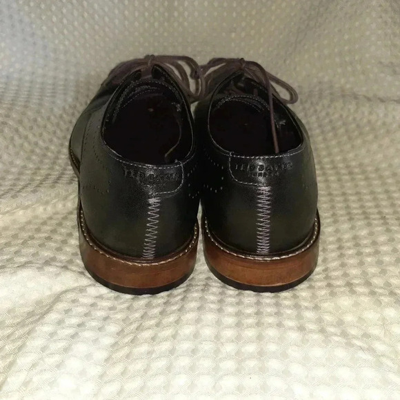 TED BAKER-Marar-Black Leather/Purple Stitching Derby Brogues-Size 10-Excellent - Picture 5 of 7